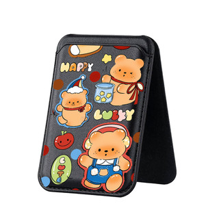 Âm Nhạc Gấu Nâu Họa Tiết Hoạt Hình Ví Cho iPhone 16 15 14 13 12 pro Max 16Plus 17PROMAX Thẻ Giá Đỡ Điện Thoại Cho Ốp Lưng Bỏ Túi Bao
