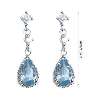 Bông Tai Thả Zircon Màu Xanh Cho Nữ, Hợp Kim Kẽm Sáng Bóng - Quà Tặng Perfect Dự Tiệc