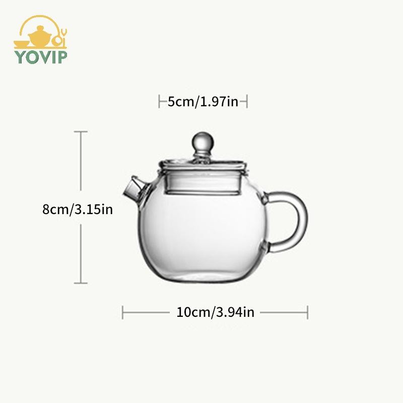 YOVIP 150ml / 5oz Thủy Tinh Trong Suốt Ấm Trà Borosilicate Cao Cho Đồ Uống Nóng Ấm Trà Cho Một Người Kung Fu Cho Văn Phòng Tại Nhà Cafe VN