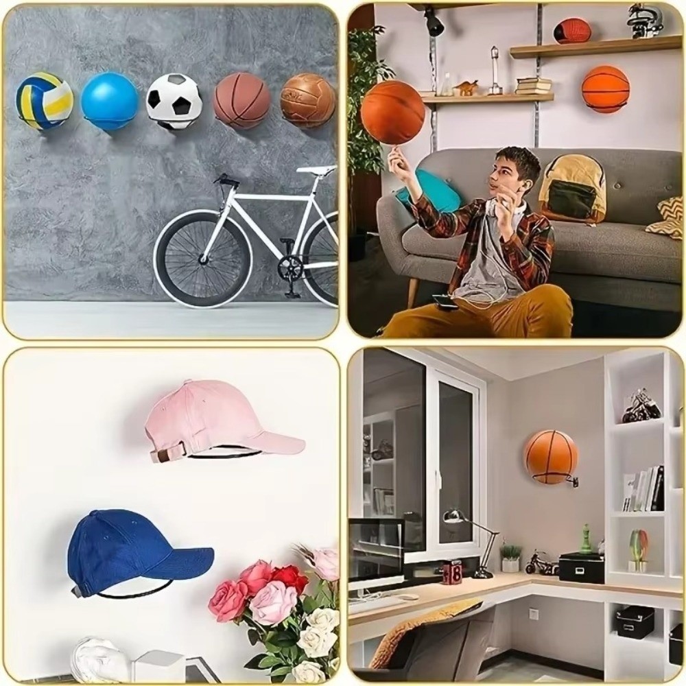 Chân đế trưng bày thể thao JIGK, giá treo tường kim loại bền cho bóng rổ, bóng chuyền