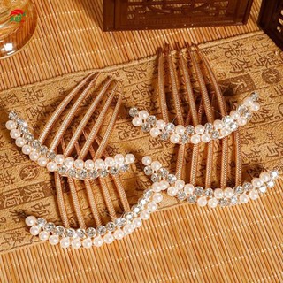 Kẹp tóc vintage ngọc trai và hợp kim pha lê, phù hợp để tạo kiểu updo bun cho đám cưới