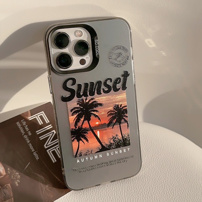 Ốp Điện Thoại Coconut Grove Sunset Tương Thích Cho iPhone 15 14 13 12 11 Pro Max 15 14 Plus XR X XS Max 7 8 Plus Tranh Phong Cảnh Ốp Điện Thoại Cứng