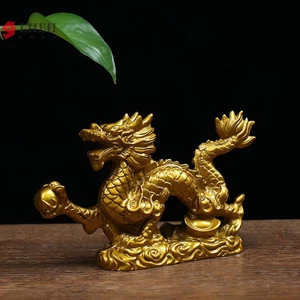 Tượng Rồng Vàng May Mắn Hai Cung Hoàng Đạo Trung Quốc Trang Trí Bàn Làm Việc vn