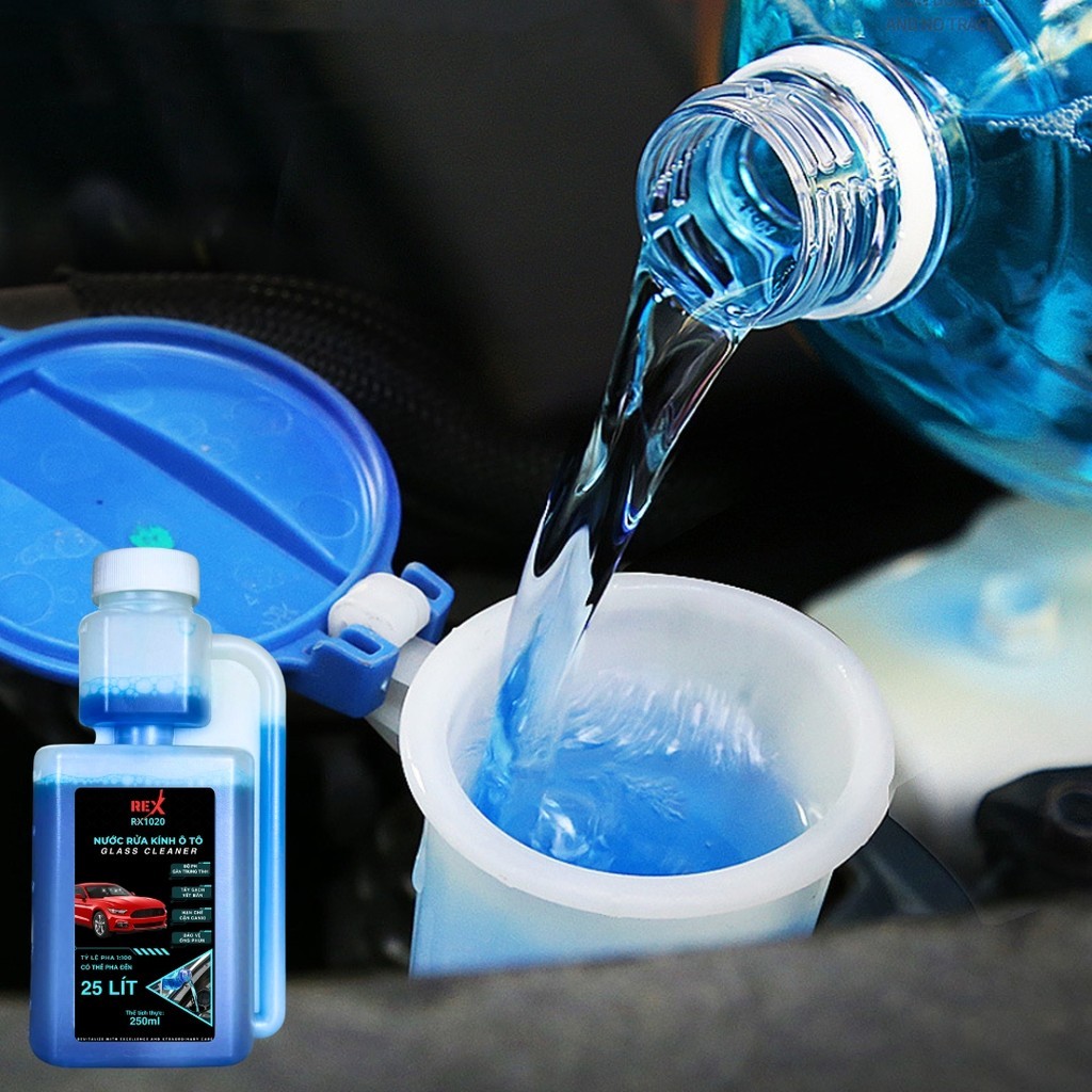 Nước Rửa Kính Ô Tô REX Glass Cleaner 250ml Rửa sạch kính, Hạn chế cặn canxi, Bảo dưỡng gạt mưa