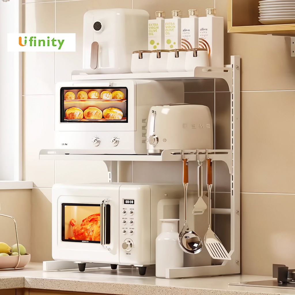 Lifinity Kệ Đa Năng Để Lò Vi Sóng Inox 2-3 Tầng - Có Thể Điều Chỉnh Khoảng Cách Tầng, Tích Hợp Ngăn Gia Vị Thông Minh