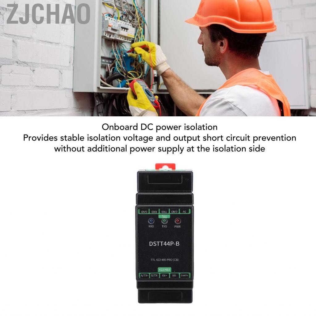Zjchao Bộ chuyển đổi DIN TTL đến RS422 RS485 DIN Rail Mount DC Phân lập Công nghiệp Bị cô lập 422 485 Mô -đun bộ chuyển đổi với các chỉ báo LED