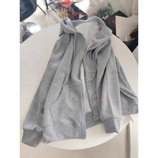 Áo khoác nỉ  Trơn nam nữ form rộng tay dài  mùa đông có khóa kéo-