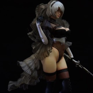 Hàng sẵn có Anime Nier Mechanical Era Váy cưới 2B Miss Sister Tượng hai đầu đóng hộp Mô hình nhân vật