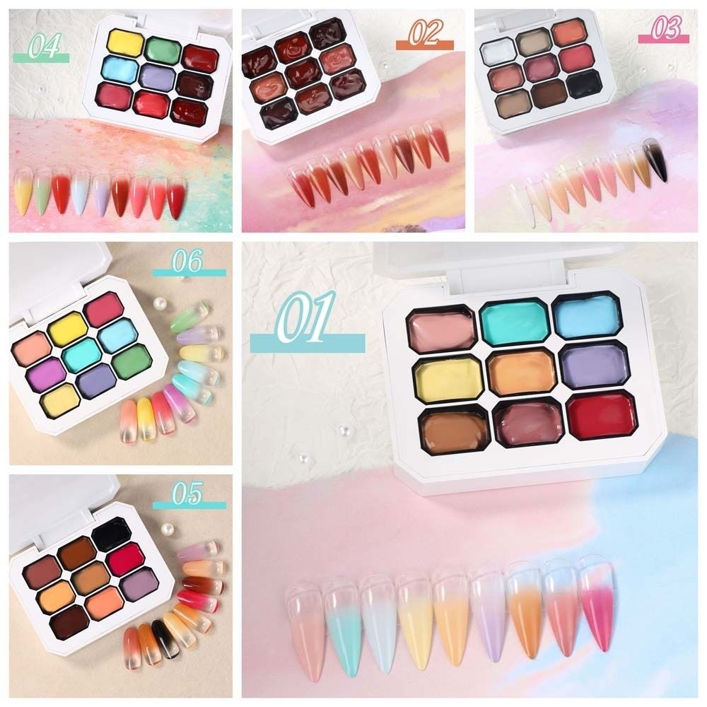 SDEERCONCEPT 4IN1 Pat Ombre Gel Sơn Móng Tay, Mini 9 Màu Dễ Chuyển Đổi Sơn Gel, Đồ Dùng Làm Móng Tay Pháp Làm Móng Tay Sơn UV Chắc Chắn Nghệ Thuật Gel Nữ