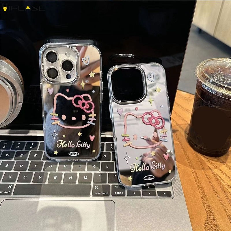 Dành Cho Vivo X200 Pro Mini X200S X100S X90S X100 Ultra X90 X80 Pro Y78 + Y77T Y75 Y55 Y52T Y51S Y51A Y50 Y30i Ốp Điện Thoại Gương Trang Điểm Hello Kitty Cat Vỏ Hoạt Hình Dễ Thương