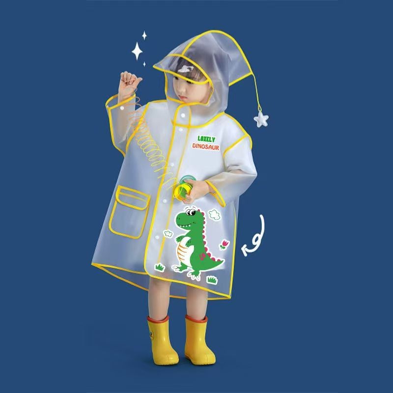 Áo Mưa Poncho Cho Bé 2-6 Tuổi, Thiết Kế Dễ Thương Chống Thấm, Mũ Rộng Che Mưa Tốt