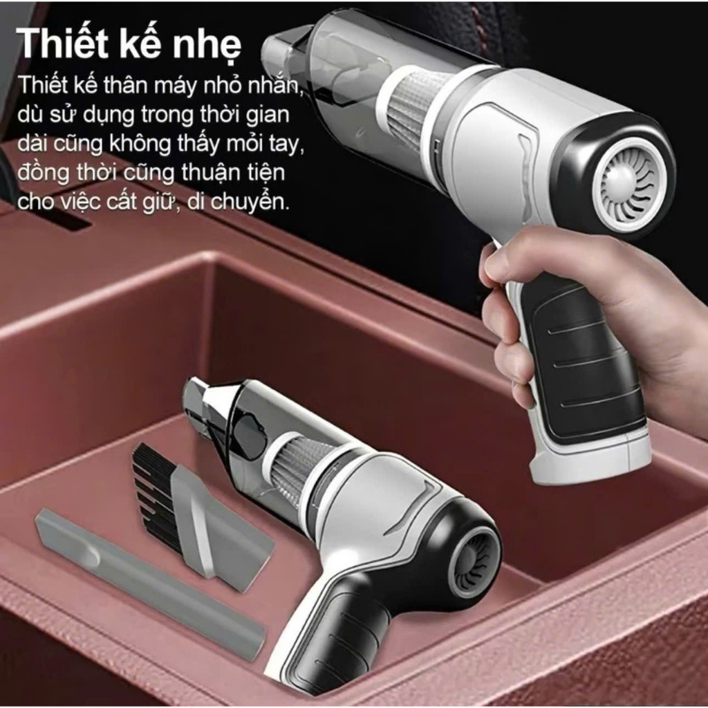 Máy hút bụi không dây mini, công suất lớn – chuyên dụng cho ô tô, giường nệm, lông chó mèo, tiện lợi gọn gàng
