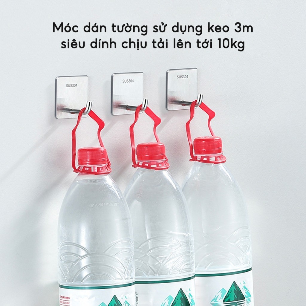 COMBO 5 Móc dán tường chịu lực inox 304 Móc treo đồ đa năng quần áo đồ dùng tiện ích