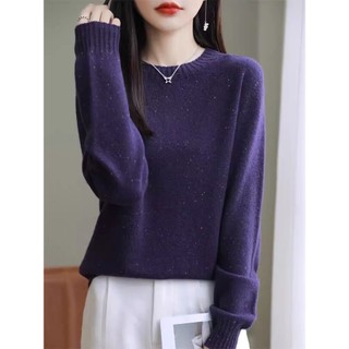 Áo len cổ tròn dáng rộng dành cho nữ, phiên bản Hàn Quốc, phù hợp mùa thu đông
