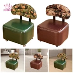 Ghế Cán Vuông, Chỗ Để Chân, Đệm Mềm Da PU Có Bánh Xe Ghế Tựa Lưng Cho Gia Đình SPA Massage Văn Phòng Shop — ảnh 5