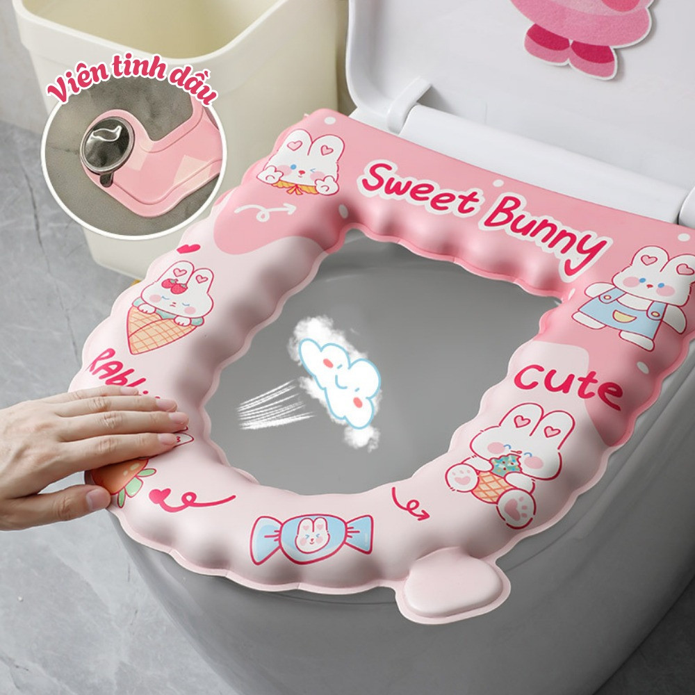 Tấm Lót Bồn Cầu Sanrio Dễ Thương Chất Liệu Silicon Lót Ngồi Toilet Êm Ái Kèm Tinh Dầu Tỏa Hương Thơm DINO