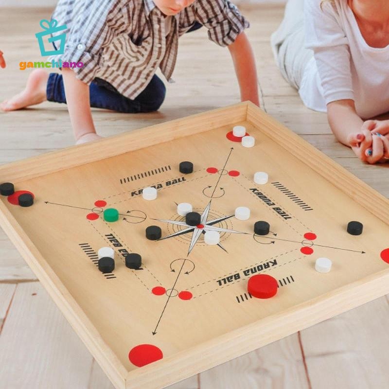 Bộ Carrom gamchiano bằng gỗ 18 x 18 inch, trò chơi bàn thử thách vui nhộn cho mọi lứa tuổi