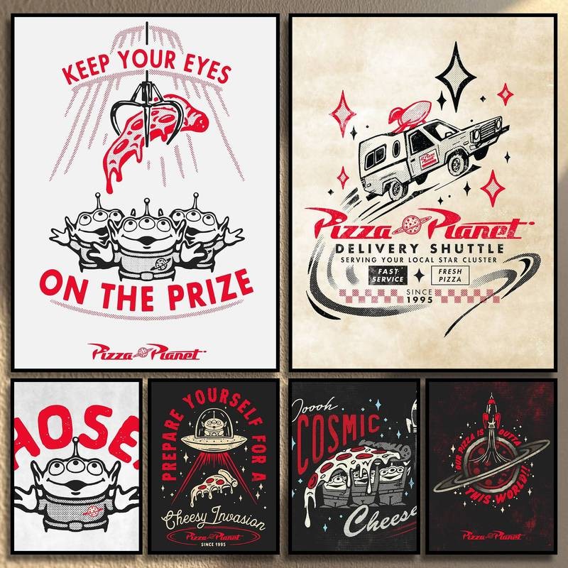 Tranh Canvas Câu Chuyện Đồ Chơi Pizza Hành Tinh Phiêu Lưu Trang Trí Tường Nhà Poster Canvas