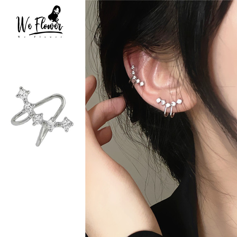 WeFlower Bông Tai Kẹp Không Lỗ Bạc S925 Pha Lê Dành Cho Nữ Và Bé Gái, Trang Sức Hằng Ngày