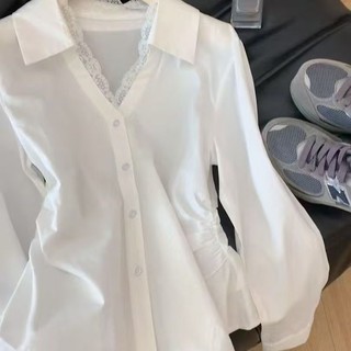 Áo sơ mi dài tay ren nữ phong cách Hàn Quốc