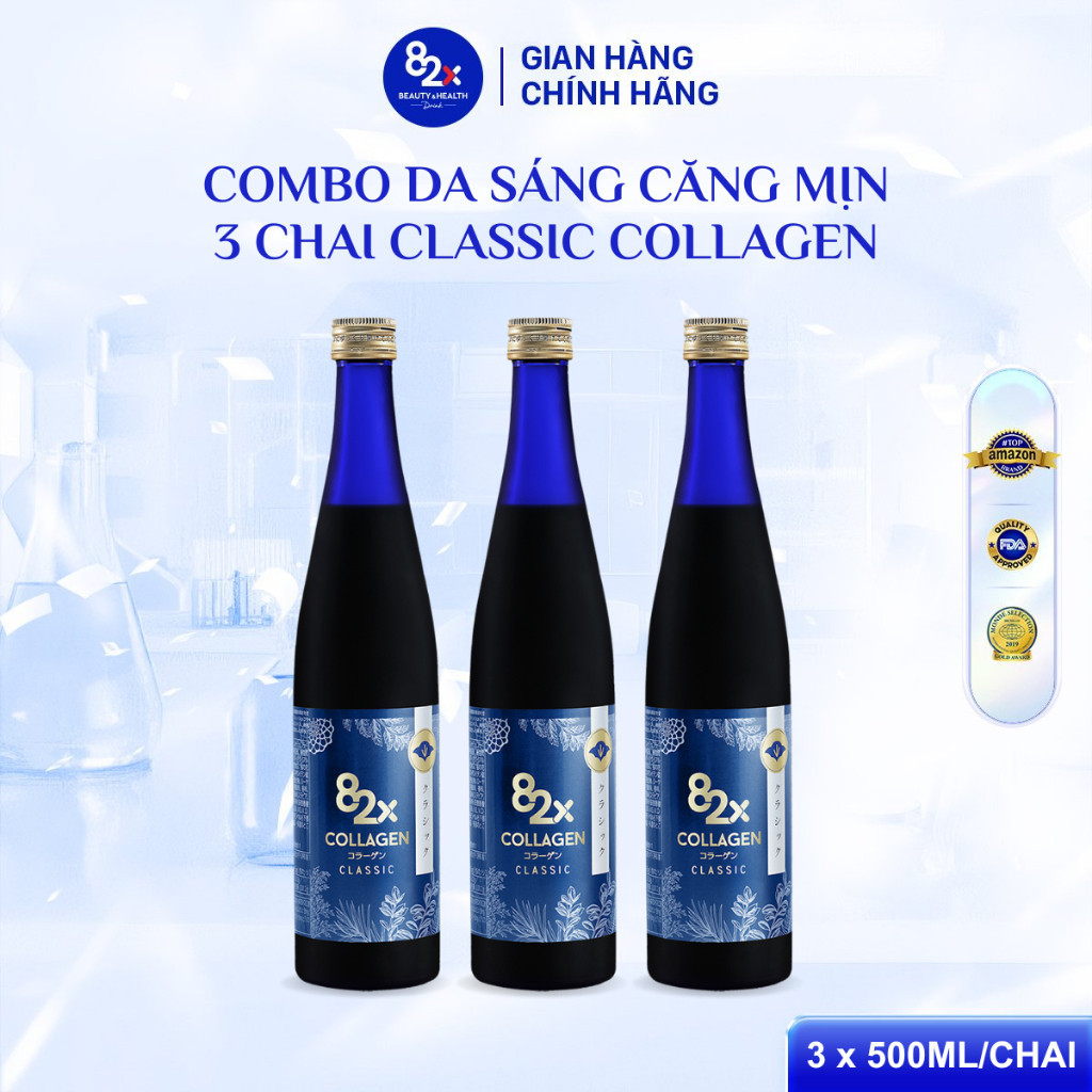 Ảnh Liệu Trình 3 Chai Collagen Uống Cao Cấp 82X Classic Cho Da Căng Bóng, Sáng Mịn - Chứa 120.000mg Collagen, 500ml/Chai 1