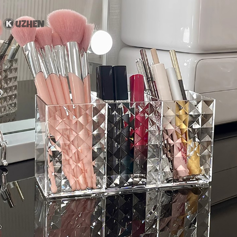Kuzhen Hộp bảo quản dụng cụ trang điểm acrylic trong suốt cho cọ môi