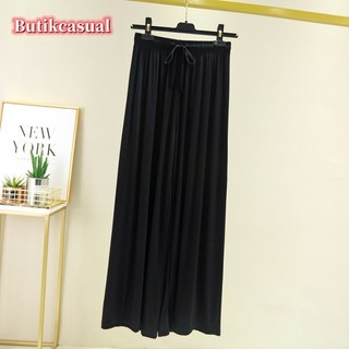 Quần ống rộng nữ modal co giãn, trơn, dáng thẳng, 2024 xuân hè, legging thường ngày