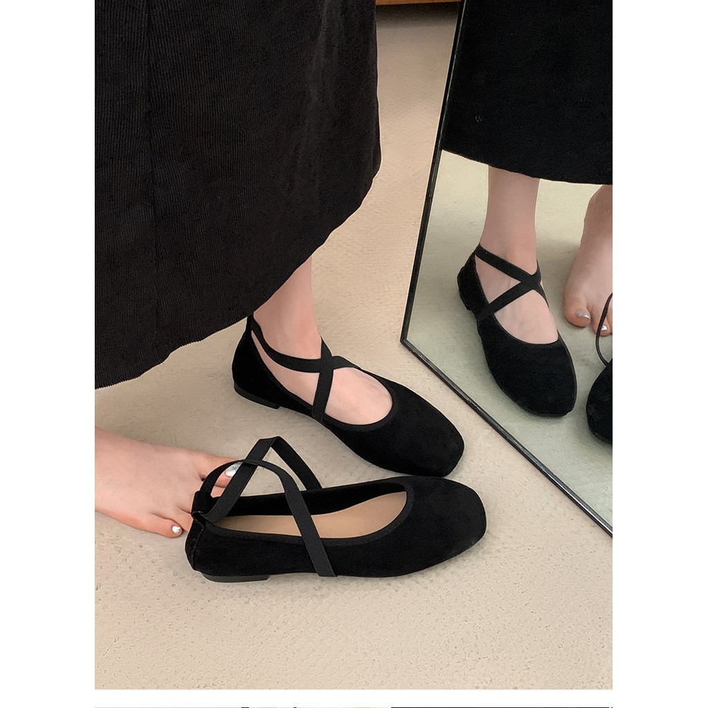 Thời Trang Thanh Lịch Màu Hồng Ballet Flat Bơm Nữ Đế Mềm Mary Jane Giày
