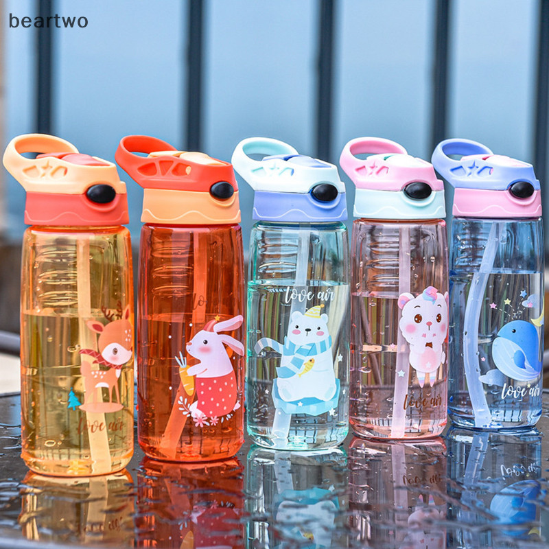 < Beartwo > Bình Nước Trẻ Em 500ml Có Ống Hút BPA Trẻ Em Uống Khỏe Mạnh Đi Học Đẹp