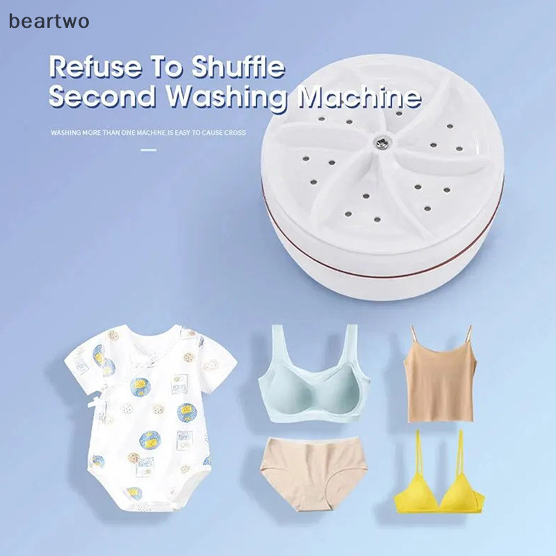 < Beartwo > Máy giặt Turbo siêu âm dành cho du lịch gia đình chạy bằng USB di động để làm sạch tất đẹp