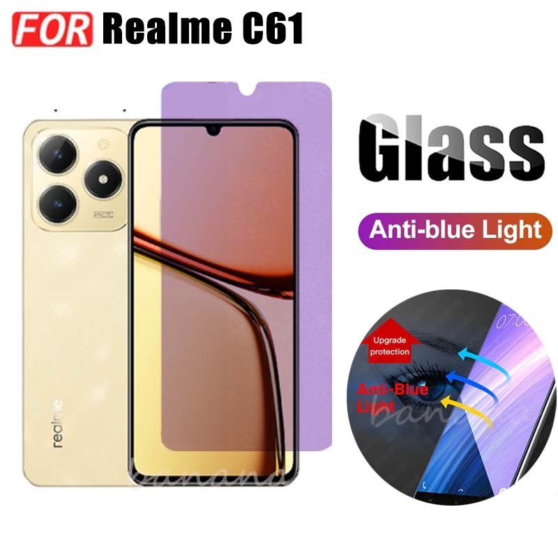 Kính cường lực tia sáng xanh Realme C61 cho Realme C63 C53 C55 C51 Note50 Bảo vệ màn hình + Phim ống kính máy ảnh + Phim mặt sau