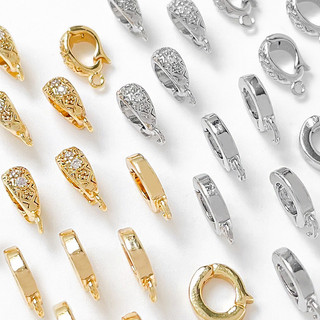 18K Mạ vàng Đồng Zirconia Giữ màu Khóa hạt dưa đơn giản Mặt dây chuyền đơn Khóa phổ thông Phụ kiện hạt DIY cho vòng tay và dây chuyền