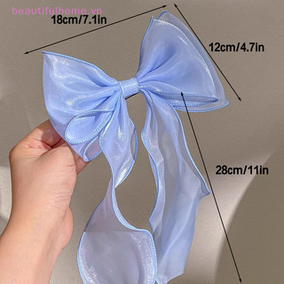 [Beautifulhome] Kẹp Tóc Nơ Voan Ngọt Ngào Bé Gái Màu Xanh Sáng Sa Nơ Kẹp Tóc Ruy Băng Nơ Barrette Kẹp Tóc Kẹp Đuôi Ngựa Mũ [vẻ đẹp]
