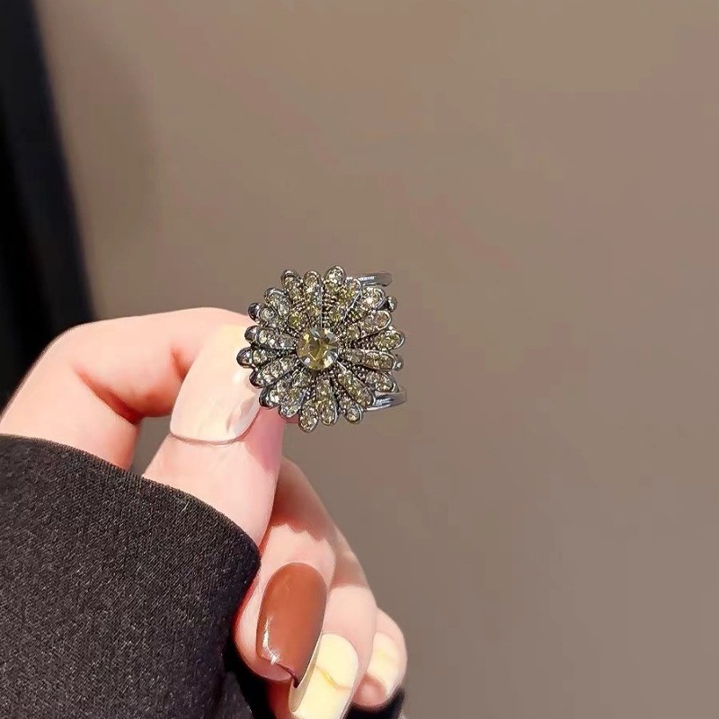 Mauropoli [Sẵn Sàng] Kẹp Hoa Cúc Full Kim Cương Tinh Tế Kẹp Tóc Nữ Nhỏ Bên Nổ Công Chúa Top Kẹp Tóc Đơn Giản Gãy Tóc
