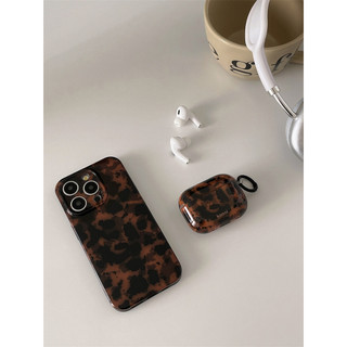 Vỏ bảo vệ AirPods thế hệ thứ 3 mới màu nâu sọc màu hổ phách AirPods Pro2nd Tai nghe EarPods Vỏ có móc