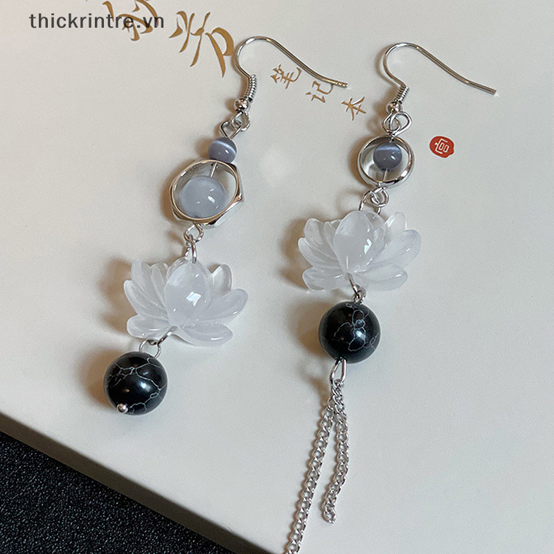 Thi 1 Đôi Bông Tai Sen Tinh Tế Độc Đáo Hoa Hồng Thanh Lịch Bất Đối Xứng Thả Bông Tai Nữ VintageJewelry Phụ Kiện VN