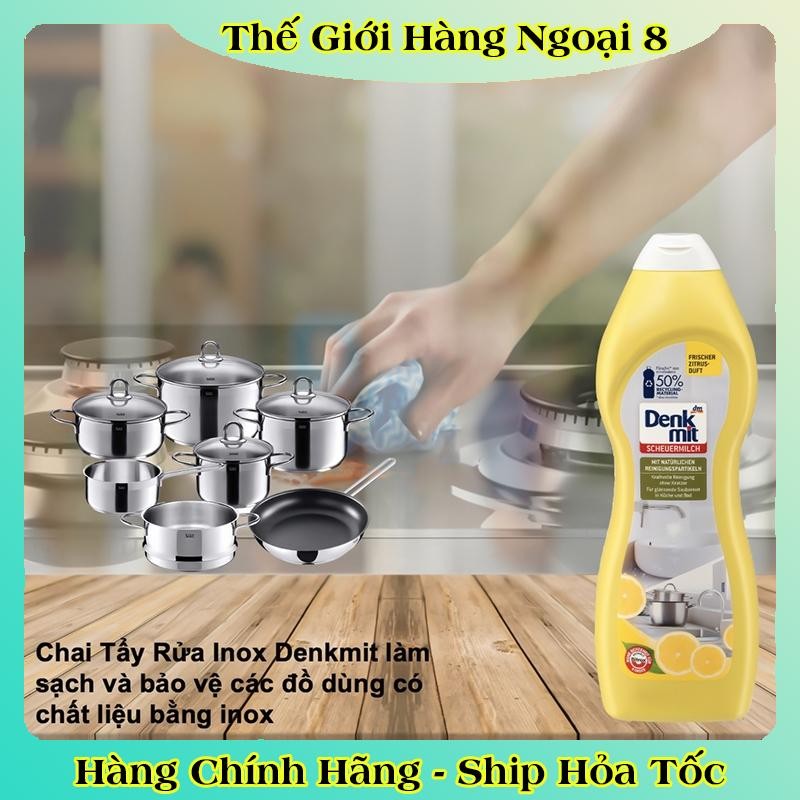Tẩy rửa xoong nồi bồn rửa Denkmit 750ml tẩy inox sáng bóng - Hàng nội địa Đức