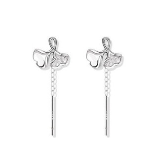 925 Ginkgo-Plated Ear Line Nâng Tai Xuyên Ánh Sáng Sang Trọng Niche Bông Tai Bạc Sterling Nữ 2024 Phong Cách Mới Bán Chạy