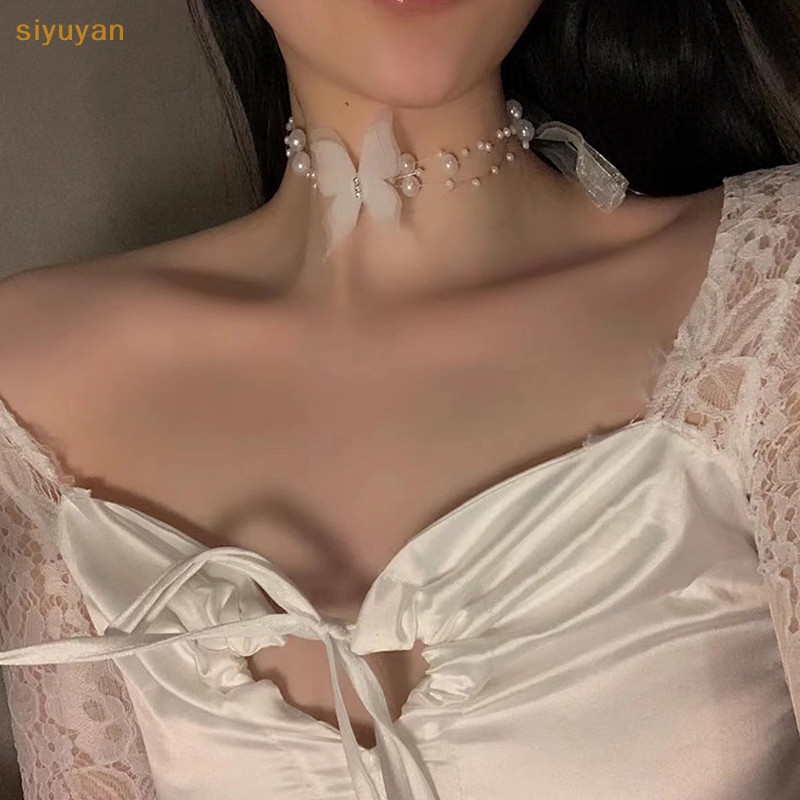 Siyuyan Trắng Ngọc Trai Vòng Cổ Nữ Ngọt Ngào Giả Ngọc Trai Xương Đòn Vòng Cổ Cưới Trang Sức Quà Tặng VN