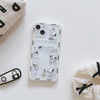 Túi đựng thẻ in hình Snoopy dễ thương Vỏ điện thoại cho Iphone 15 Pro Max 11 12 13 14 Pro Max 6 6S 7 8 Plus XR XS Vỏ silicon trong suốt Vỏ điện thoại TPU hoạt hình trong suốt