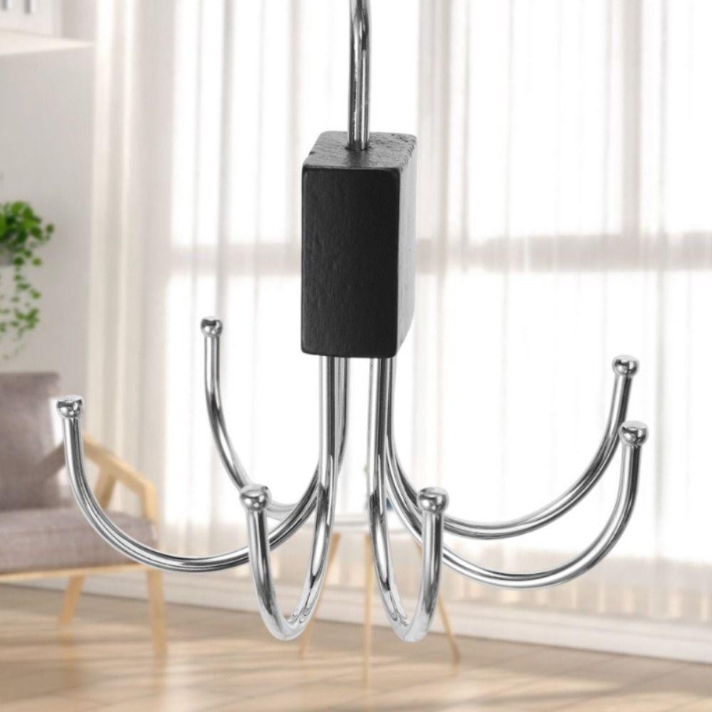 Móc tủ quần áo YUUKII, Móc treo có thể xoay bằng gỗ, Dụng cụ sắp xếp đai sáu móng vuốt đa năng không dấu vết bền bỉ