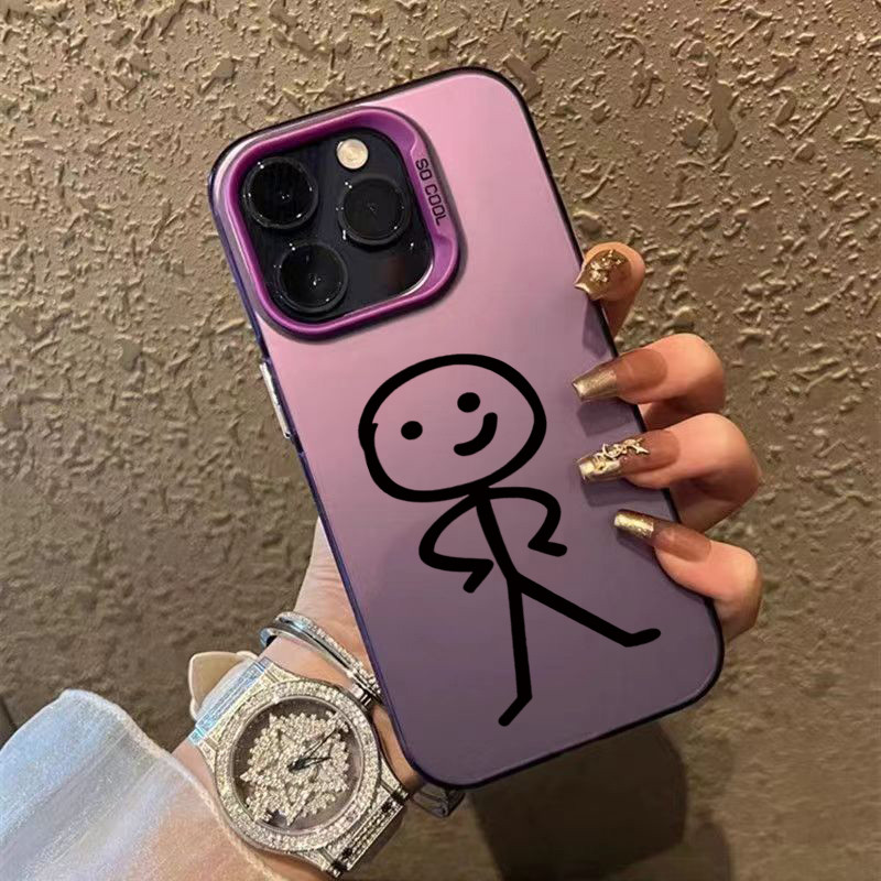 Ốp Lưng Cho iPhone 11 16 15 Pro Max 14 11 12 13 15 Pro 16e XR XS Max X 7 8 Plus SE2022 Phim Hoạt Hình Matchman Thiết Kế Sang Trọng IMD Kim Loại Cứng Chống Sốc