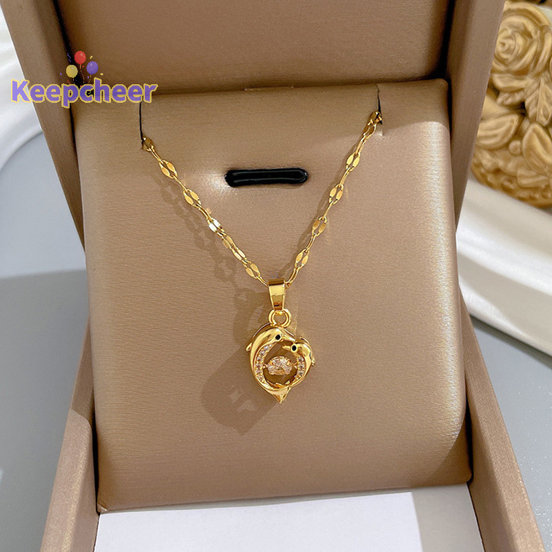 [Keepcheer] Cặp Đôi Mẹ Và Con Cá Heo Beagle Zircon Mặt Dây Chuyền Vòng Cổ Cho Nữ Không Phai Màu Trái Tim Động Vật Trang Sức Quà Tặng Sinh Nhật Trẻ Em [Mới]