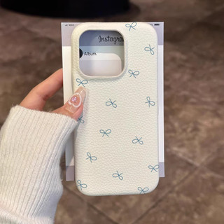 Blue Bow Vỏ Da Trắng Đáng Yêu Cho Samsung s22 s22plus ultra Case Girly S23 S23Plus s23fe s24 s24plus s24ultra Ví Ốp điện thoại