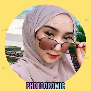 2in1 Photochromic Chống Bức Xạ Kính Mắt Dành Cho Nữ Hình Chữ Nhật Chuyển Đổi Kính Mắt Kim Loại Khung Nhỏ Chống Ánh Sáng Xanh Kính Mắt Bóng Kính Mát