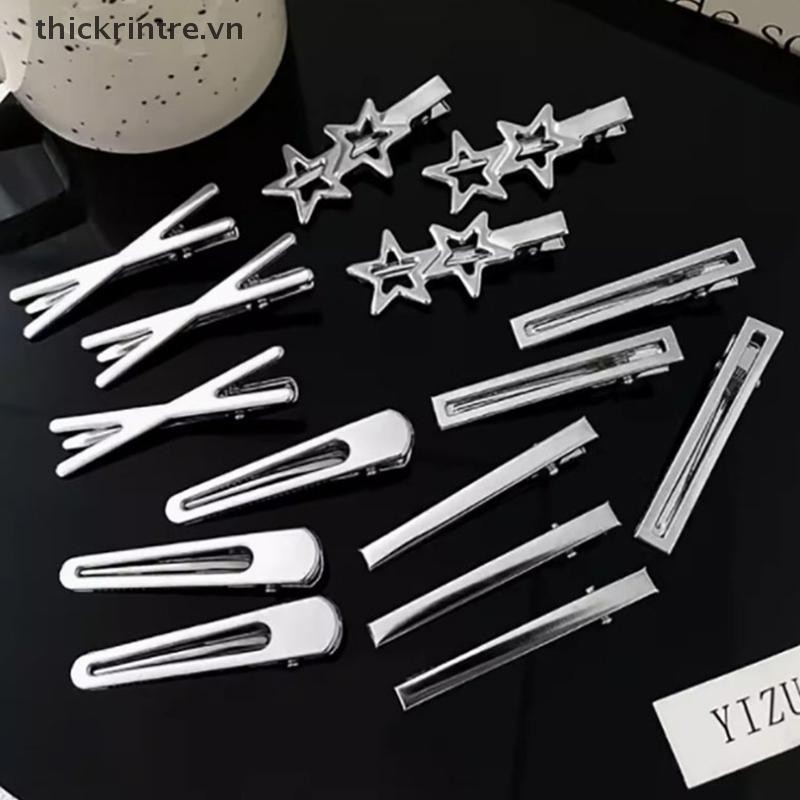 Thi 8 Chiếc Bé Gái Kẹp Tóc Bạc Kim Loại Mỏ Vịt Kẹp Tóc Nữ Bên Nổ Nữ Nữ Barrettes Phụ Kiện Tóc VN
