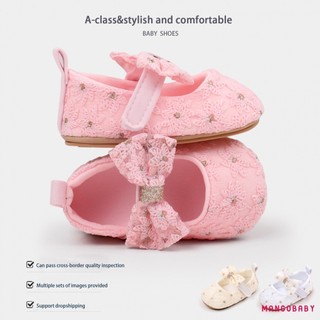 Mg-baby Girls Mary Jane Flats Dễ Thương Nơ Váy Cưới Giày Chống Trơn Trượt Trẻ Sơ Sinh Giày Thể Thao