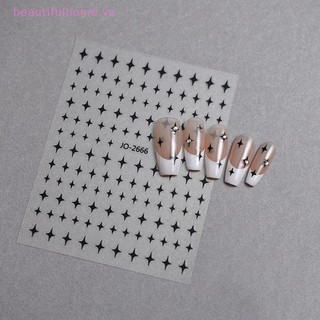 [Beautifulhome] 1 Miếng Dán Móng Tay Ngôi Sao Đen Trắng Không Đều Pentagram Đề Can Hồng Laser Sáng Bóng Lấp Lánh Ánh Sao Làm Móng Tay Đồ Trang Trí Thanh Trượt [Làm Đẹp]