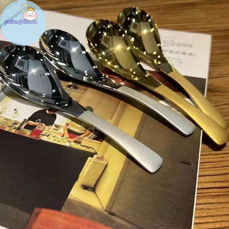 Pufangbliss Thìa Canh Inox Nhà Bếp Dung Tích Nhà Vàng Bạc Gương Đánh Bóng Flatware Cho Cà Phê Bộ Đồ Ăn VN