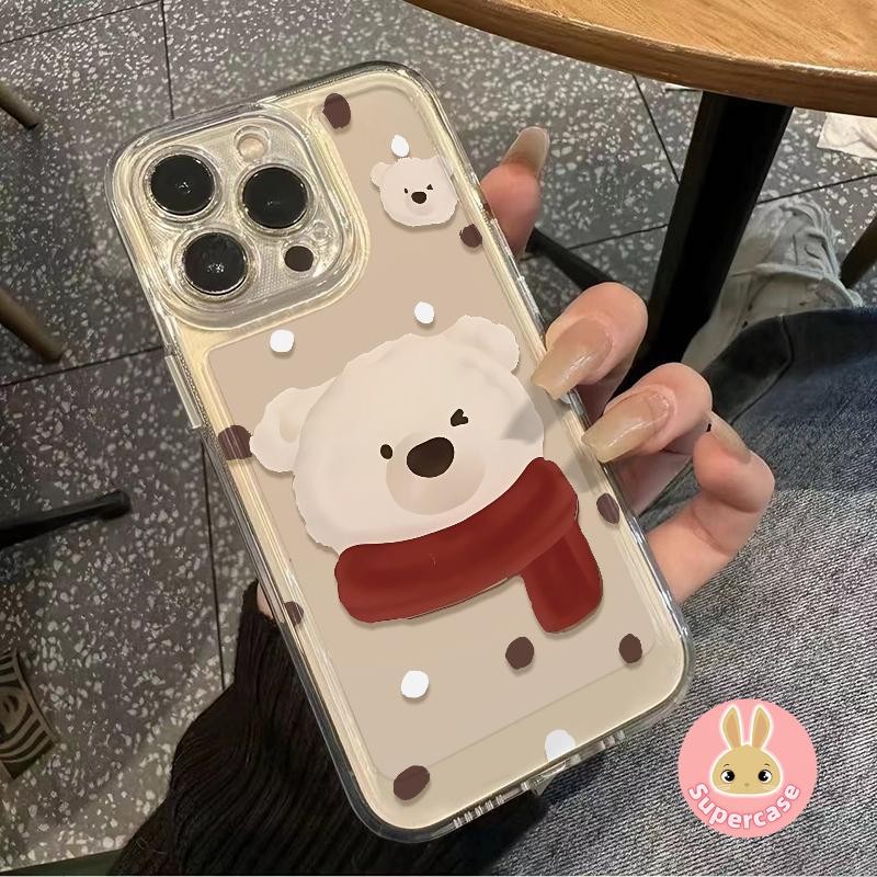 Ốp Điện Thoại Gấu Khăn Hoạt Hình Dễ Thương Cho Samsung Galaxy S20 S10 Plus Note 20 Ultra 10 Plus 10 + S20 + FE S10 + F23 M53 M51 M33 M31s Ốp Lưng Mềm Chống Rơi Trong Suốt